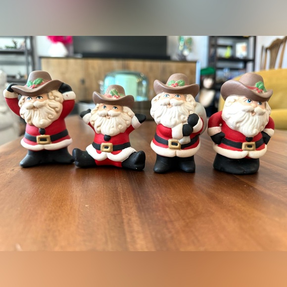 Set of Four Cowboy Ceramic Santas - Picture 9 of 9